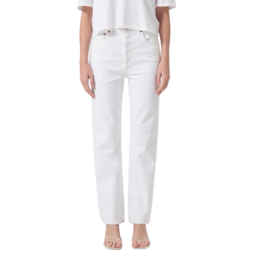 Agolde Pinch Waist High Rise Straight Leg Jeans In White